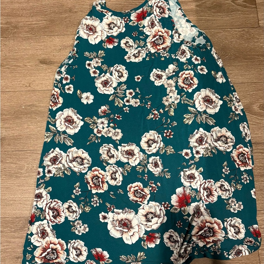 Floral Teal Sleeveless Dress